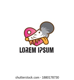 love mouse logo creative illustration with color outline vector design template