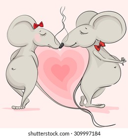 love the mouse on the background of hearts