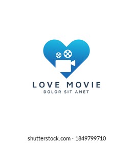 love and movie negative space logo design