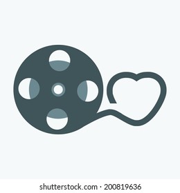 Love movie reel with hearts