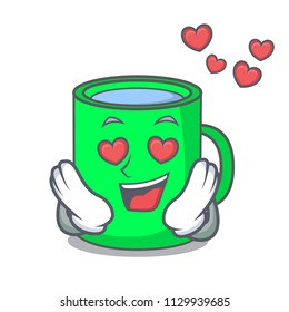 In love mug mascot cartoon style