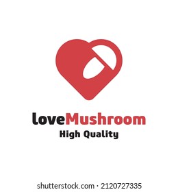 Love mushroom logo template design, Creative symbol, icon