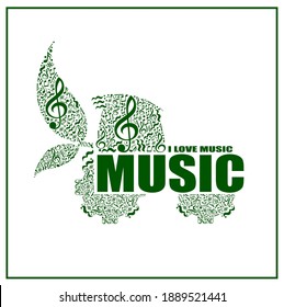 I Love music card, Logo of eco friendly tractor.