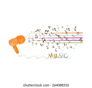 i love music doodle art with note