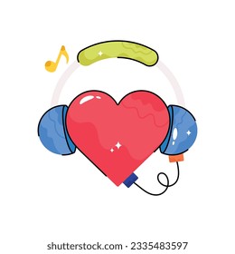 Love music doodle vector outline icon. EPS 10 file