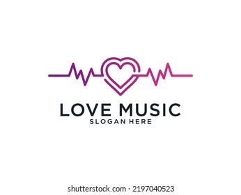 Love music equalizer line art logo design