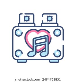 Love Music Filled Color Icon, Vector illustration