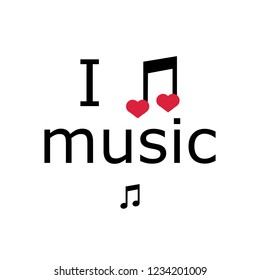 i love music, font type with signs, stickers and