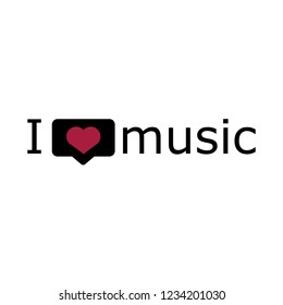 i love music, font type with signs, stickers and tags