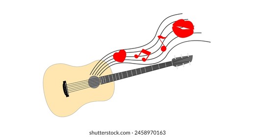 Love. Music. Guitar. Art. Illustration.