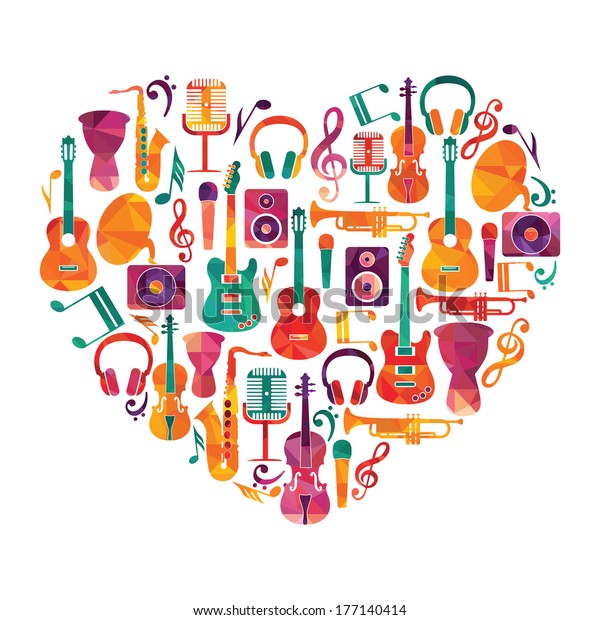 Love\
Music Heart. Musical instruments on heart shape\
