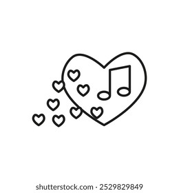 love Music icon flat line symbol set.