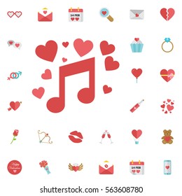 Love Music icon. Set of Valentines icons