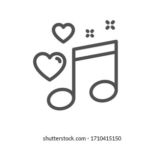 Love music line icon. Romantic musical note sign. Couple relationships symbol. Quality design element. Editable stroke. Linear style love music icon. Vector
