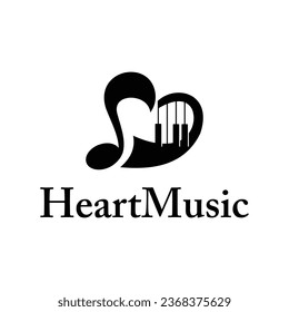 love with music logo. piano symbol. vector logo
