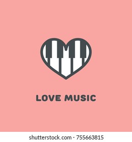 Love music logo template design on a pink background. Vector illustration.