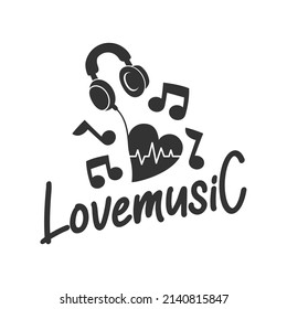 Love Music Logo Vector. Vintage Music Logo