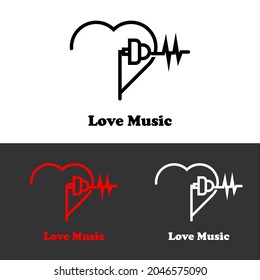 Love Music mobile wave music icon logo for web applications, music t-shirts, recording music studios,. vector concept flat abstract design