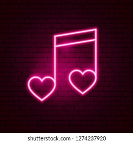 Love Music Neon Sign. Vector Illustration Of Romance Promotion.