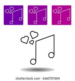 Love music, note, hearts icon . Simple outline vector of Love purple set for UI and UX, website or mobile application