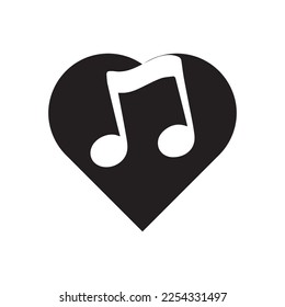 nota musical de amor o icono del logotipo simple de la música de amor.