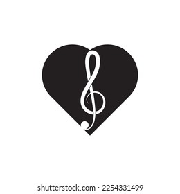 love music note or love music simple logo icon.