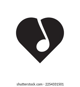 nota musical de amor o icono del logotipo simple de la música de amor.