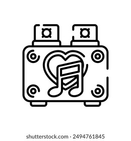 Love Music Outline Icon, Vector illustration