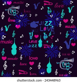 I love music seamless pattern.