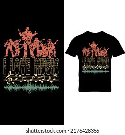  I love Music – Music T-shirt Design – Printable Sublimation Design.Musician T-Shirts – Music Slogan Shirt – Music Lover Shirt– Printable Sublimation Design.