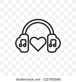 love Music vector linear icon isolated on transparent background, love Music transparency concept can be used for web and mobile