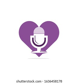 Love music vector logo design. Mic recorder and heart icon design.