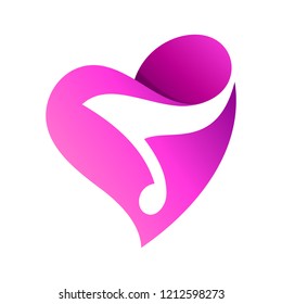 love music,3d graphic music note icon in heart shape logo design inspiration, musical vector logo design