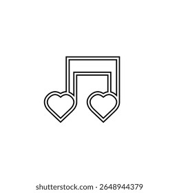 Love musical note icon. Romantic musical note sign. Line style love music icon. Graphic design vector