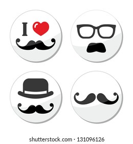 I love mustache / moustache icons set