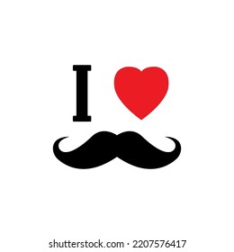 I love mustache with red heart shape.Illustration.