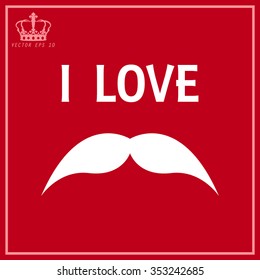 I love mustache shape isolated  on a red background
