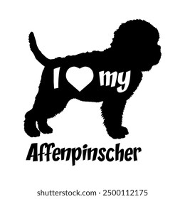 I love my Affenpinscher Dog silhouette dog breeds logo dog monogram vector
