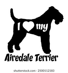 I love my Airedale Terrier Dog silhouette dog breeds logo dog monogram vector
