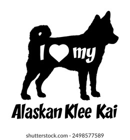 I love my Alaskan Klee Kai. Dog silhouette dog breeds logo dog monogram vector
