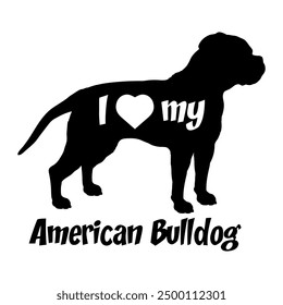 I love my American Bulldog Dog silhouette dog breeds logo dog monogram vector
