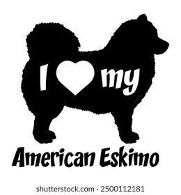 I love my American Eskimo Dog silhouette dog breeds logo dog monogram vector
