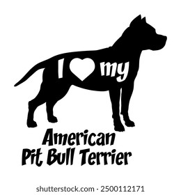 I love my American Pit Bull Terrier. Dog silhouette dog breeds logo dog monogram vector
