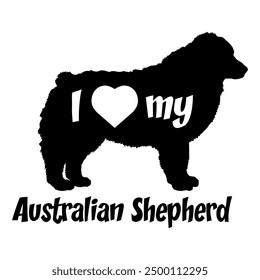 I love my Australian Shepherd Dog silhouette dog breeds logo dog monogram vector
