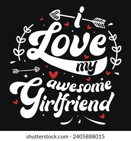 Me encanta mi impresionante novia valentines tipografía diseño de camisetas 