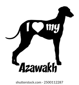 I love my Azawakh Dog silhouette dog breeds logo dog monogram vector

