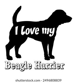 I love my Beagle Harrier.  Dog silhouette dog breeds logo dog monogram vector