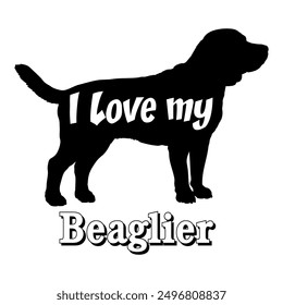 I love my Beaglier Dog silhouette dog breeds logo dog monogram vector