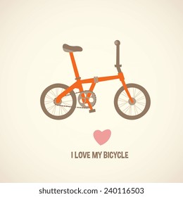 I love my bicycle, cartoon flat style vector illustration.