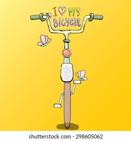I love my bicycle concept design. Hand drawn vintage bicycle. doodle vintage bike